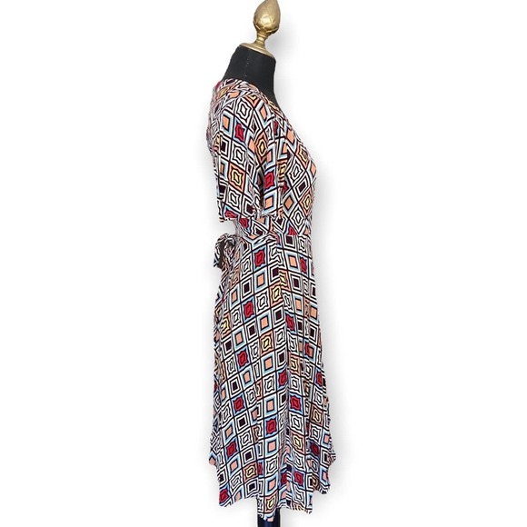 Porridge by Anthropologie Multicolor Retro V-Neck Wrap Dress Size XS - Picture 2 of 9